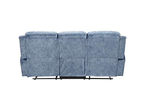 ACME Mariana Loveseat w/Console (Motion) - - Silver Blue Fabric