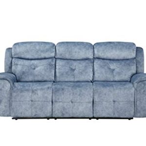 ACME Mariana Loveseat w/Console (Motion) - - Silver Blue Fabric