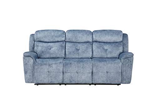 ACME Mariana Loveseat w/Console (Motion) - - Silver Blue Fabric