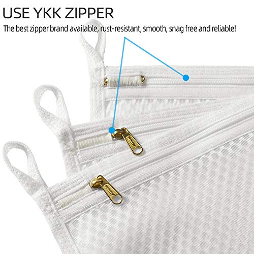 TENRAI 3 Pack (3 S) Delicates Laundry Bags, Socks Fine Mesh Wash Bag for Underwear, Lingerie, Bra, Boxer, Use YKK Zipper, Have Hanger Loops Small Openings (S Grade, QS)