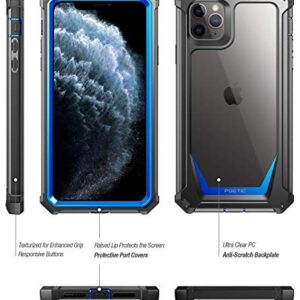 iPhone 11 Pro Case, Poetic Full-Body Hybrid Shockproof Rugged Clear Bumper Cover, Built-in-Screen Protector, Guardian Series, Case for Apple iPhone 11 Pro (2019) 5.8 Inch, Blue/Clear