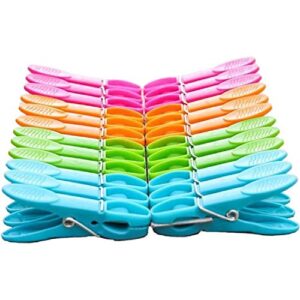 24pcs assorted color large plastic clothespins windproof hanger clothes peg clip pins drying line pegs, air-drying clothing pin set utility clip