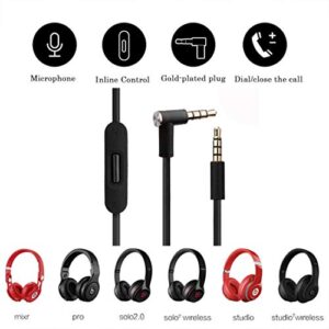 Beats Headphones Cord Beats Cord Replacement Aux Cord with Inline Mic and Volume Control for Beats by Dr Dre Headphones Solo/Studio/Pro/Detox/Wireless/Mixr/Executive/Pill (Black+Storage Case)