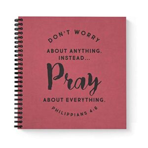 softcover pray 8.5" x 8.5" religious spiral prayer journal/notebook, 120 prayer journal pages, durable gloss laminated cover, black wire-o spiral. made in the usa