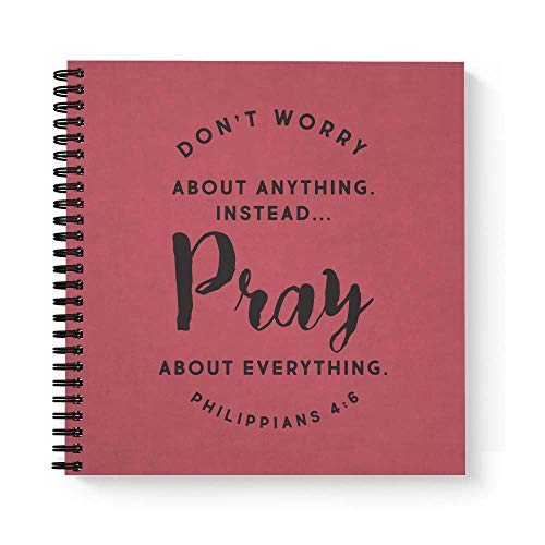 Softcover Pray 8.5" x 8.5" Religious Spiral Prayer Journal/Notebook, 120 Prayer Journal Pages, Durable Gloss Laminated Cover, Black Wire-o Spiral. Made in the USA