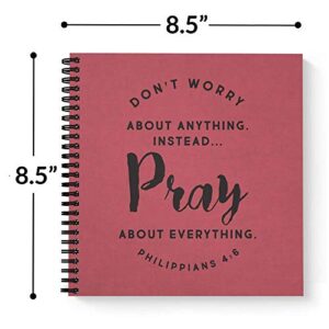 Softcover Pray 8.5" x 8.5" Religious Spiral Prayer Journal/Notebook, 120 Prayer Journal Pages, Durable Gloss Laminated Cover, Black Wire-o Spiral. Made in the USA