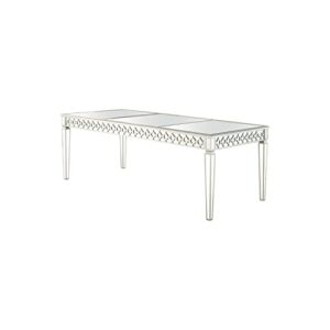 best master furniture sophie contemporary mirrored dining table, silver