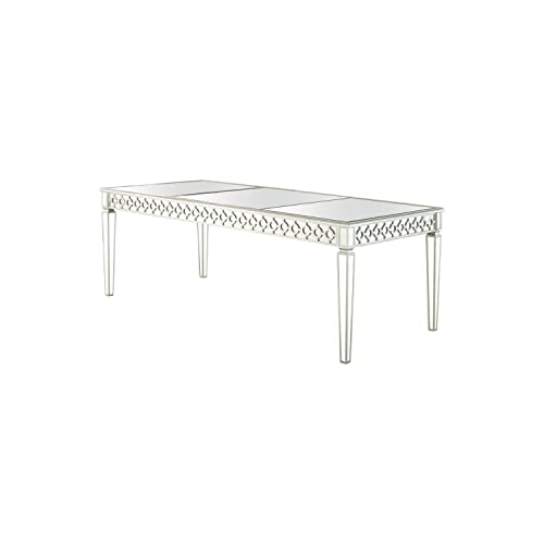 Best Master Furniture Sophie Contemporary Mirrored Dining Table, Silver