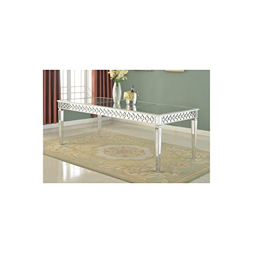 Best Master Furniture Sophie Contemporary Mirrored Dining Table, Silver