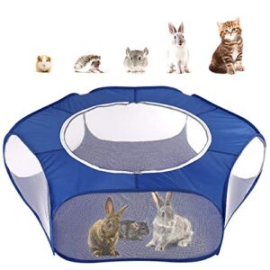 pawaboo small animals playpen, waterproof small pet cage tent with large breathable cover, pop-up & foldable indoor/outdoor fence for kitten/puppy/guinea pig/rabbits/hamster/hedgehogs, indigo