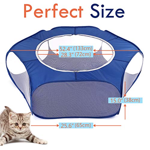 Pawaboo Small Animals Playpen, Waterproof Small Pet Cage Tent with Large Breathable Cover, Pop-up & Foldable Indoor/Outdoor Fence for Kitten/Puppy/Guinea Pig/Rabbits/Hamster/Hedgehogs, Indigo