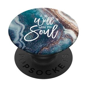 it is well with my soul hymn turquoise abstract watercolor popsockets popgrip: swappable grip for phones & tablets