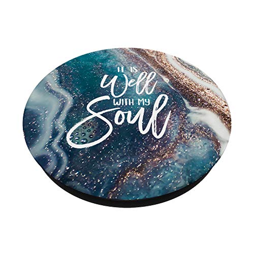 It Is Well With My Soul Hymn Turquoise Abstract Watercolor PopSockets PopGrip: Swappable Grip for Phones & Tablets