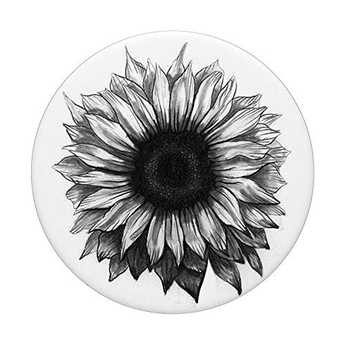 Black and White Sunflower Cute Women Kids Boys Girl Gift PopSockets Swappable PopGrip