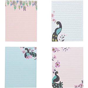 to do daily notepads, notepads for women, peacock design (50 sheets, 4-pack)