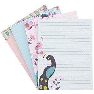 To Do Daily Notepads, Notepads for Women, Peacock Design (50 Sheets, 4-Pack)