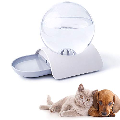 Gravity Waterer Feeder Dogs Pets Automatic Water Drinking Dispenser Fountain for Cats/Dogs Non-Slip 2.8L Grey