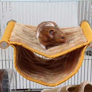 Wontee Hamster Plush Hammock Bird Hanging Bed Nest for Rat Squirrel Chinchilla Gerbil Guinea Pig Small Parrot Budgie Parakeet Lovebird Canary (S, Yellow)