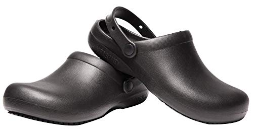 Oil Water Resistant Nursing Chef Shoes Kitchen Garden Bathroom Non-Slip Safety Working Shoes for Men and Women (7.5 Men / 8.5 Women / 9.84″, 40 Black)