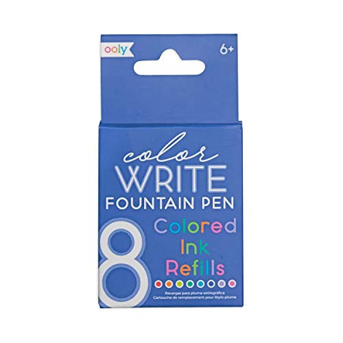 OOLY, Color Write, Fountain Pens Colored Ink Refills, Set of 8, Ooly Fountain Pen Refill Pack, Set of 8 Premium Colors, Great Cartridges for Writing, Drawing, Scrapbooking, and Calligraphy