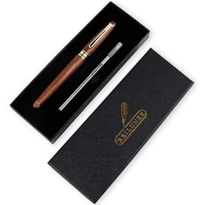 BEILUNER Luxury Walnut Ballpoint Pen Writing Set - Elegant Fancy Nice Gift Pen Set for Signature Executive Business Office Supplies - Gift Boxed with Extra Refills (Black)