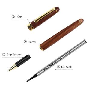 BEILUNER Luxury Walnut Ballpoint Pen Writing Set - Elegant Fancy Nice Gift Pen Set for Signature Executive Business Office Supplies - Gift Boxed with Extra Refills (Black)