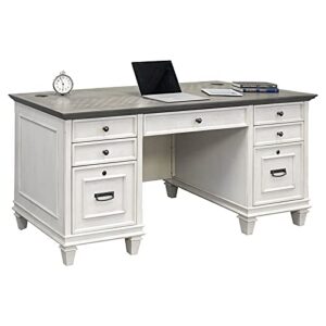 martin furniture double pedestal desk, white