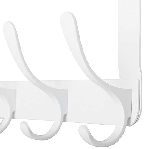 WEBI Over The Door Hook 5 Coat Hooks,Over The Door Towel Rack,Door Hanger Over Door Coat Rack for Hanging Towels,Clothes,Back of Bathroom,White