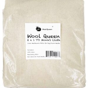 Wool Queen 70"x 39", 2 Yard Length by 1 Yard Width Monk's Cloth, Cotton Punch Needle Fabric for Rug-Punch-Suit for Handwork