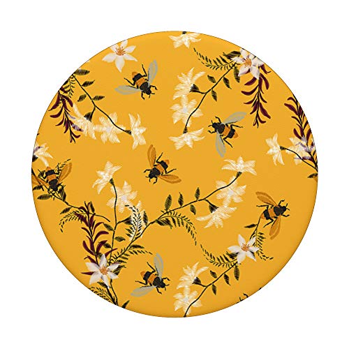 Bee Honeybee - Cute Floral BeeMount Stand Holder Grip PopSockets PopGrip: Swappable Grip for Phones & Tablets