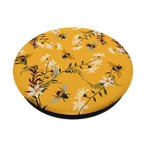 Bee Honeybee - Cute Floral BeeMount Stand Holder Grip PopSockets PopGrip: Swappable Grip for Phones & Tablets