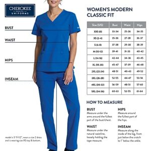 Cherokee Women Scrubs Pant Workwear Revolution Mid Rise Straight Leg Drawstring WW005, L, Navy