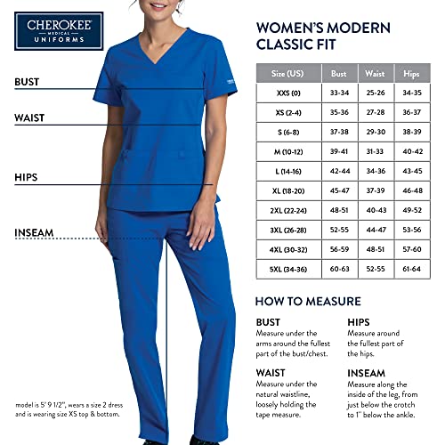 Cherokee Women Scrubs Pant Workwear Revolution Mid Rise Straight Leg Drawstring WW005, L, Navy