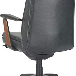 La-Z-Boy Dawson Modern Executive Office, Adjustable High Back Ergonomic Computer Chair with Lumbar Support, Black Bonded Leather with Wood Inlay