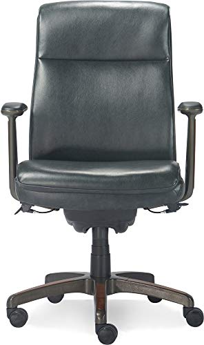 La-Z-Boy Dawson Modern Executive Office, Adjustable High Back Ergonomic Computer Chair with Lumbar Support, Black Bonded Leather with Wood Inlay