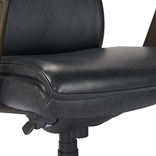 La-Z-Boy Dawson Modern Executive Office, Adjustable High Back Ergonomic Computer Chair with Lumbar Support, Black Bonded Leather with Wood Inlay