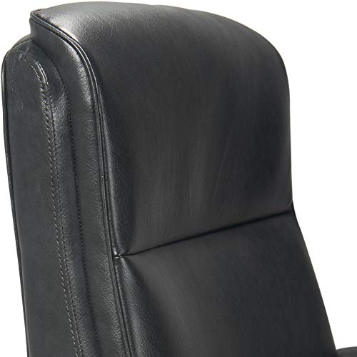 La-Z-Boy Dawson Modern Executive Office, Adjustable High Back Ergonomic Computer Chair with Lumbar Support, Black Bonded Leather with Wood Inlay