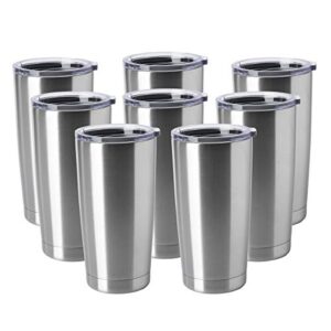 hasle outfitters 20oz tumblers bulk stainless steel cups with lid double wall vacuum insulated coffee mugs for cold & hot drinks 8 pack