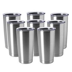 HASLE OUTFITTERS 20oz Tumblers Bulk Stainless Steel Cups with Lid Double Wall Vacuum Insulated Coffee Mugs for Cold & Hot Drinks 8 Pack