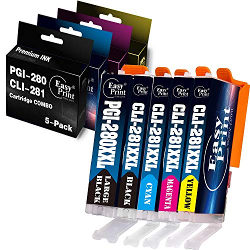 EASYPRINT (5 Pack) Compatible PGI280XXL CLI281XXL Ink Cartridge Replacement for Canon 280XXL PGI-280XXL CLI 281XXL TR7520 TR8520 TS702 TS6120 TS8320 TS9120 TS9521C, (PGBK, BK, C, M, Y)
