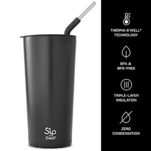 S'ip by S'well Stainless Steel Takeaway Tumbler - 24 Fl Oz - Black Licorice - Double-Layered Vacuum-Insulated Travel Mug Keeps Drinks Cold for 16 Hours and Hot for 4 - BPA-Free Water Bottle