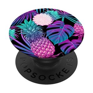 tropical jungle pineapple and exotic palm tree leaves popsockets popgrip: swappable grip for phones & tablets