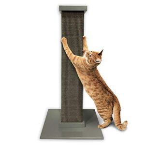 SmartCat Ultimate Scratching Post – Gray, Large 32 Inch Tower - Sisal Fiber, Simple Design - For All Cats