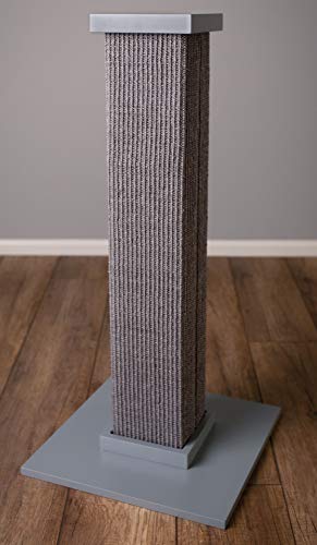 SmartCat Ultimate Scratching Post – Gray, Large 32 Inch Tower - Sisal Fiber, Simple Design - For All Cats