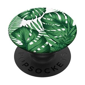green tropical palm tree leaves popsockets popgrip: swappable grip for phones & tablets