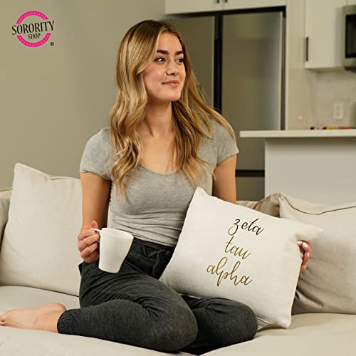 Sorority Shop Phi Mu Pillow – Gold Script Design, 12" x 16" Lumbar Pillow Sorority