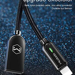 mcdodo Power Off/On Smart LED Auto Disconnect and Auto Recharge Nylon Braided Sync Charge USB Data 6FT/1.8M Cable Compatible with Phone 14/13/12/11 Pro Max List Below (Black, 6FT/1.8M)