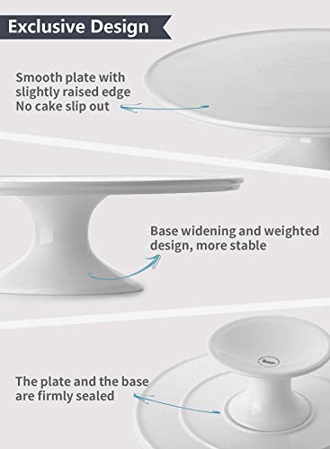 Sweese 709.101 12-Inch Porcelain Cake Stand, Round Dessert Stand, White Cupcake Stand for Parties