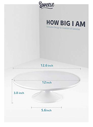 Sweese 709.101 12-Inch Porcelain Cake Stand, Round Dessert Stand, White Cupcake Stand for Parties