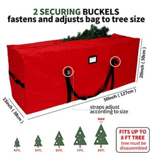 AerWo Christmas Tree Storage Bag Extra Large Christmas Storage Containers, Fits Up to 7.5 Ft Artificial Trees Heavy Duty 600D Oxford Xmas Holiday Tree Bag with Dual Zipper (50” X 20” X 15”)